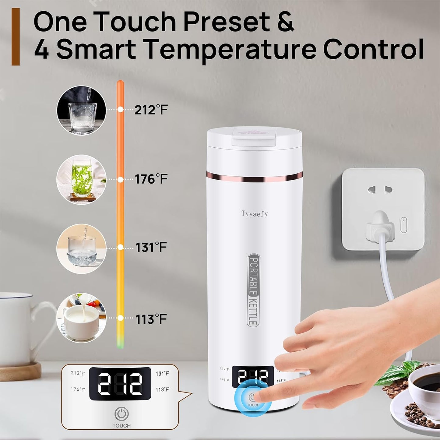 Portable Electric Kettle with Drinking Spout, Plug-In with Travel Bag, 450Ml 304 Stainless Steel, 4 Preset Temp, Rapid Boiling – Home/Office/Hotel/Caravan/Dorm/Business Trip